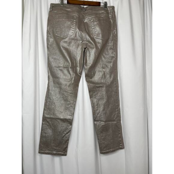 Chico's denim jeans women's 12 PLATINUM DENIM in METALLIC sterling khaki - Picture 5 of 16